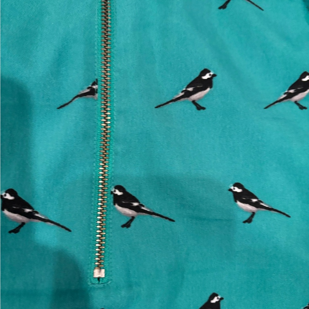 BANANA REPUBLIC Teal Sleeveless Bird Print Women's Top - Picture 3 of 4